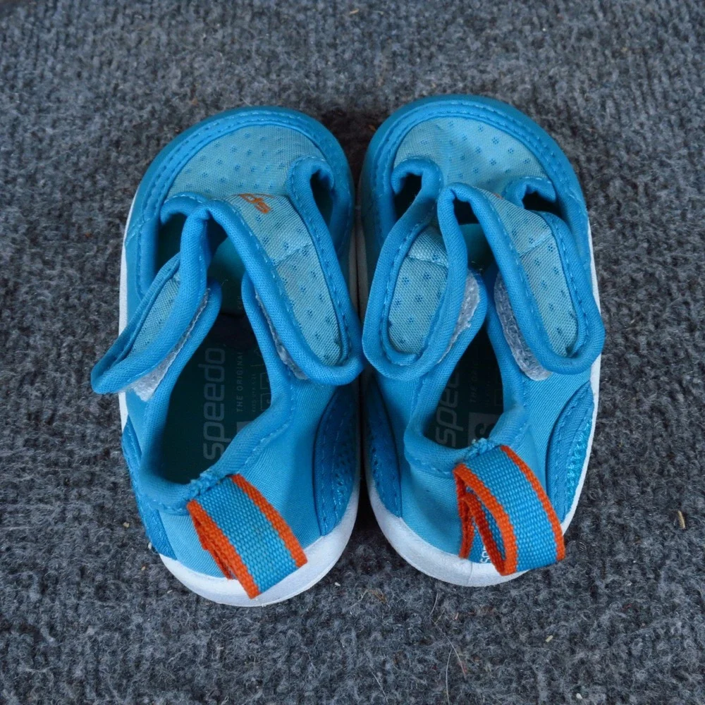 Speedo Hybrid Toddler Water Shoes Size 5-6 Swimming Pool Beach Blue Orange